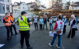 Staff of the Trondheim Red Cross speaking about the quick clay landslide exercise.