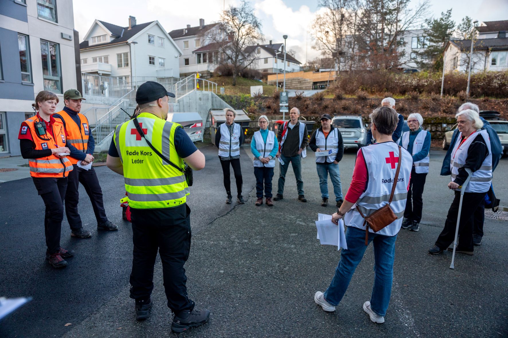 Staff of the Trondheim Red Cross speaking about the quick clay landslide exercise.